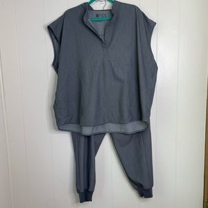 FIGS Graphite Rafaela Scrub Top and Zamora Joggers Scrub Set. Size: XXL/XXLP